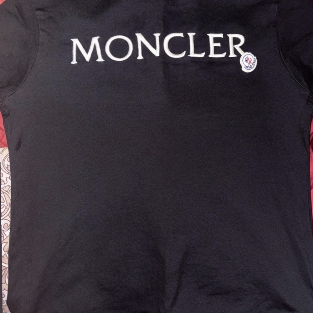 Moncler Black Short-Sleeve Tee with White Logo